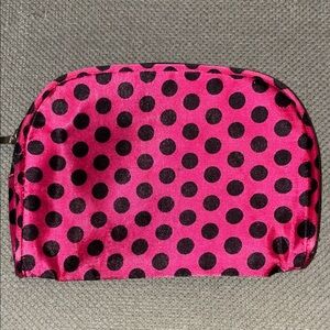 Pink and Black Polka Dot Cosmetic Pouch